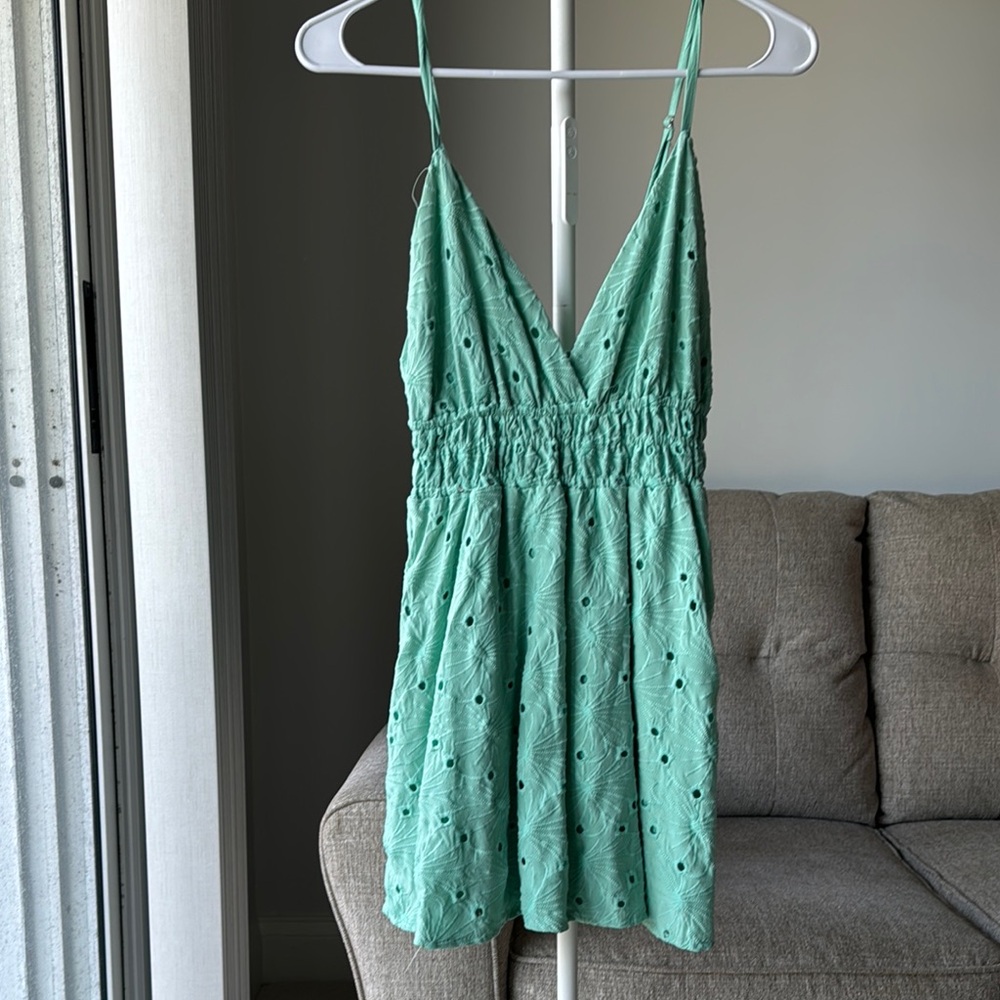 Ocean Drive Mint Green Ruffled Plunging V-Neckline Sundress